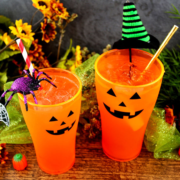 Classic Jack O'Lantern Polycarbonate Cup - Neon Orange - 2 Sizes Available