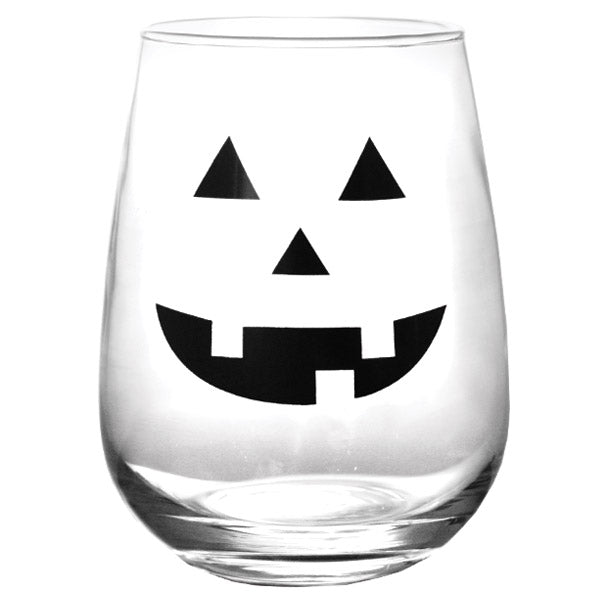 Halloween Jack O'Lantern Stemless Wine Glasses