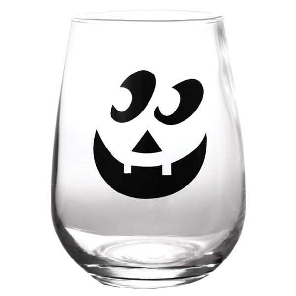 Halloween Jack O'Lantern Stemless Wine Glasses, Halloween Jack O'Lantern Stemless Wine Glass
