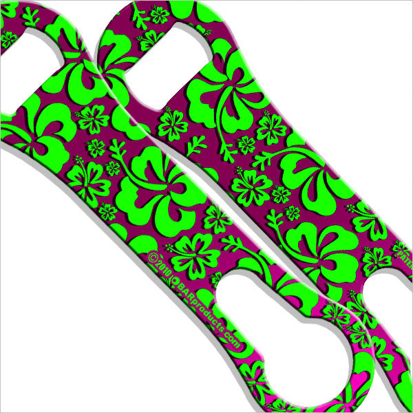 V-Rod® Bottle Opener / Pour Spout Remover - Pink and Green Hawaiian