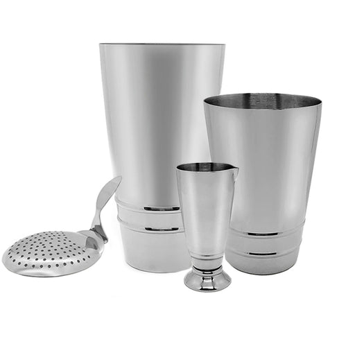 BarConic® Stainless Steel Shaker Set with Ring Design - 4 piece 