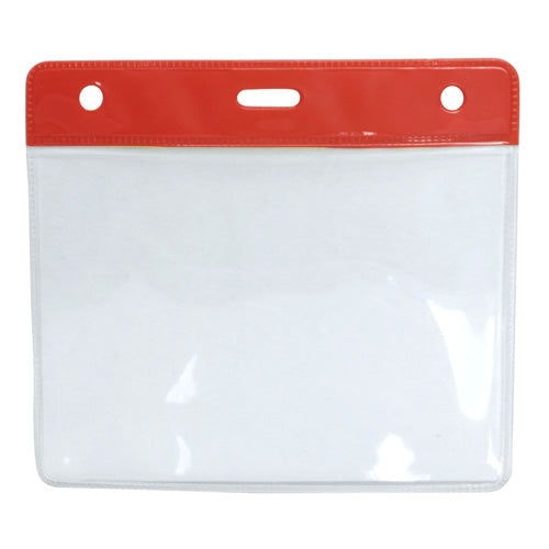 Red - Universal Clear Plastic Badge Holder