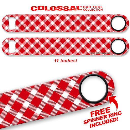 Kolorcoat™ 11" Long COLOSSAL™  Speed Bottle Opener – Red / White Plaid