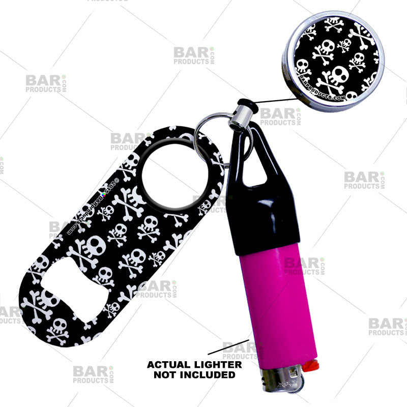 Kolorcoat™ Mini Opener, Reel and Lighter Leash® Clug SET - Cute Skulls