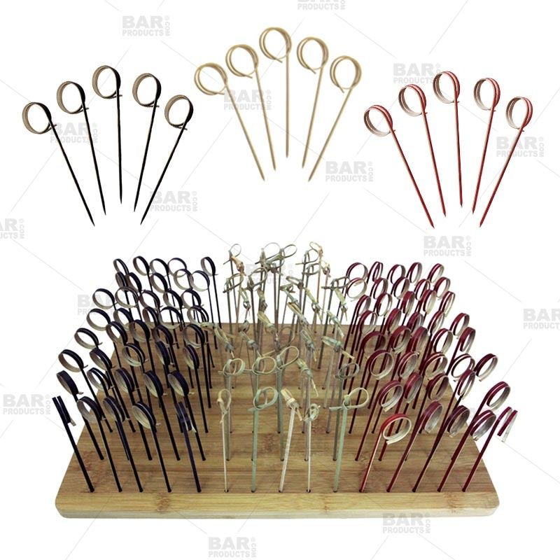  BarConic® Ring Bamboo Cocktail Pick Kit with Display Stand