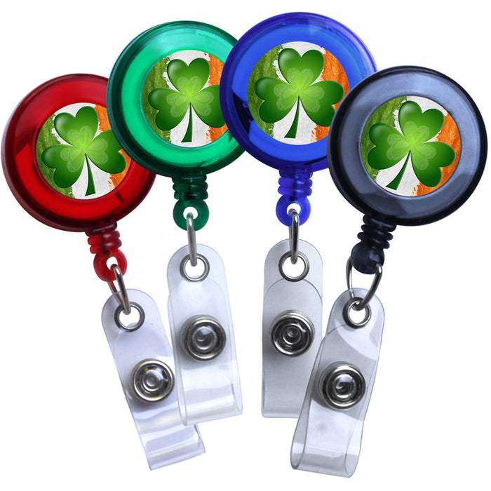 Irish Flag and Shamrock, Translucent ID Badge Reels — Bar Products