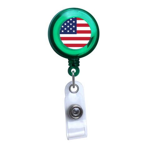 American Flag Translucent Plastic Badge Reel — Bar Products
