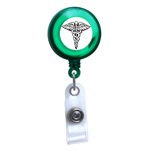 Green - Medical Symbol Translucent Plastic ID Badge Reel