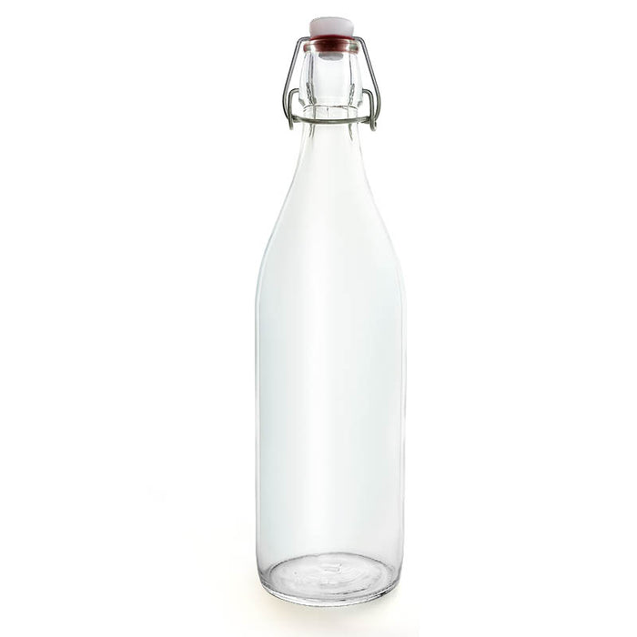 Round Glass Bottle w/ Swing Top - Available in 1 Liter or 17 ounce