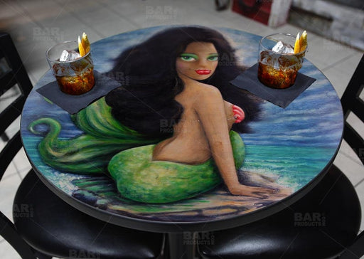 Brunette Mermaid Round Wooden Table Top - Two Sizes Available