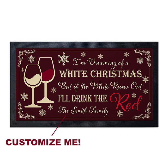 Custom Printed Bar Service Mat - White Christmas -  17.25" x 10"
