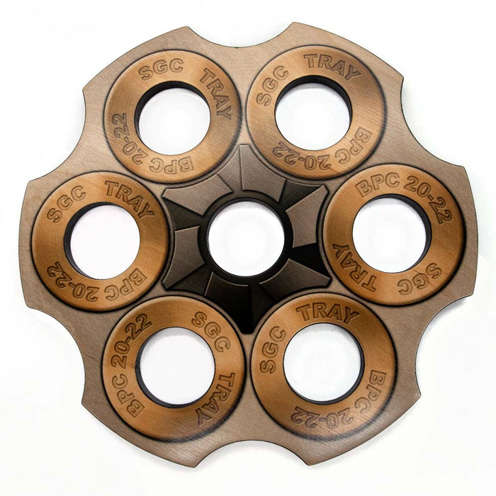shot glassy caddy revolver cylinder 7-hole 6-shooter drink tray top