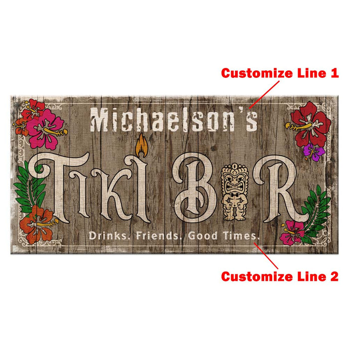 CUSTOMIZABLE Large Plank Sign - 11 3/4" x 23 3/4" - Tiki Multiple Color Options - Custom Line 1 2