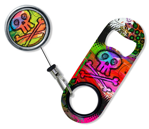 Kolorcoat™ Mini Opener with Retractable Reel SET  - Colorful Skull and Crossbones