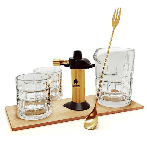 Gold Smoking Kit with Block Glassware