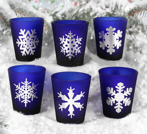 Blue Shot Glass Set - Snowflakes - 1.5 ounce
