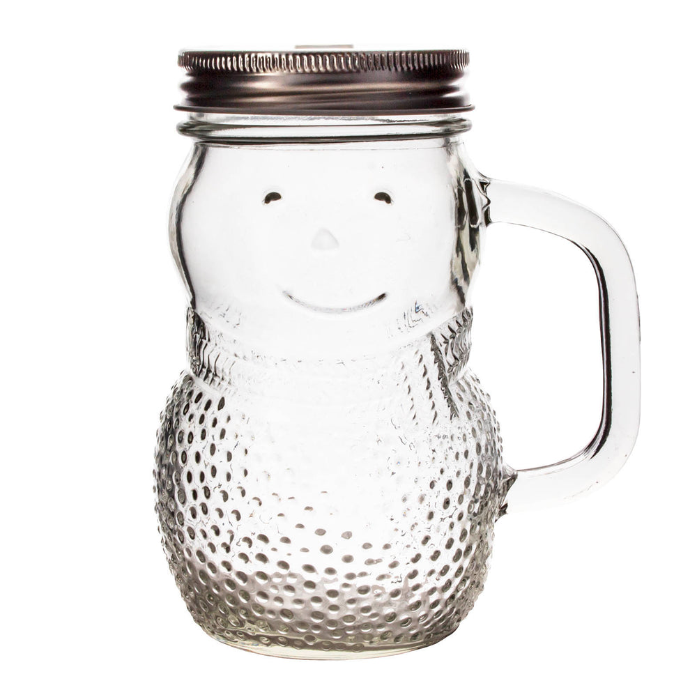 16 Oz Santa Claus Shaped Mason Jar Mugs with Reusable Straw and