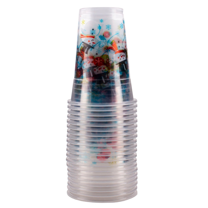 Snowman Plastic Cups -16 oz. - 20 count