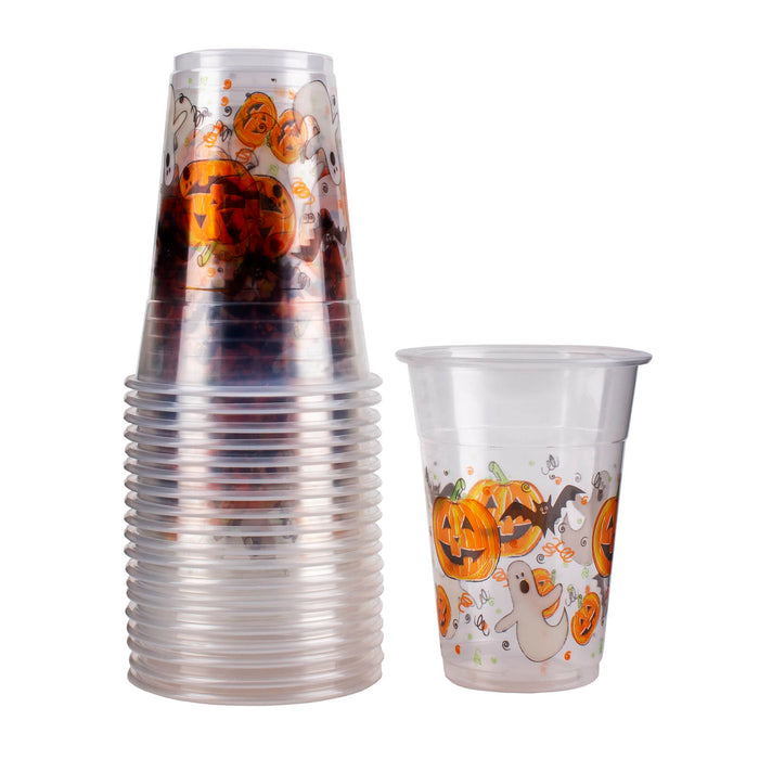 15 oz. Personalized Clear Round Halloween Reusable BPA-Free Plastic Cups  with Lids & Straws - 25 Ct.