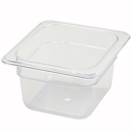 1/6 Size Clear Polycarbonate Food Pan - 4" Deep