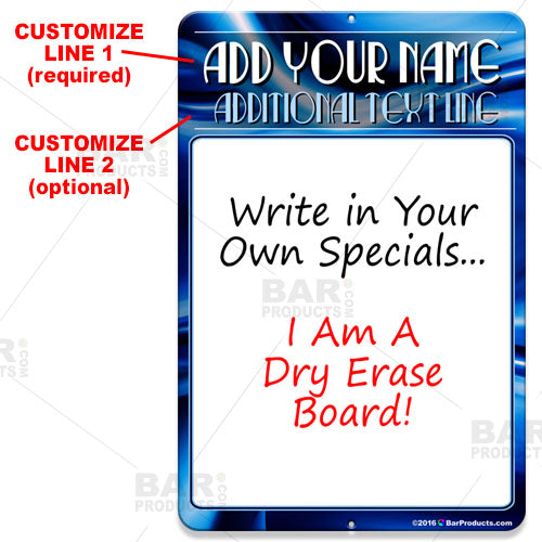 Dry Erase Specials Sign - ADD YOUR NAME - Blue Abstract Template