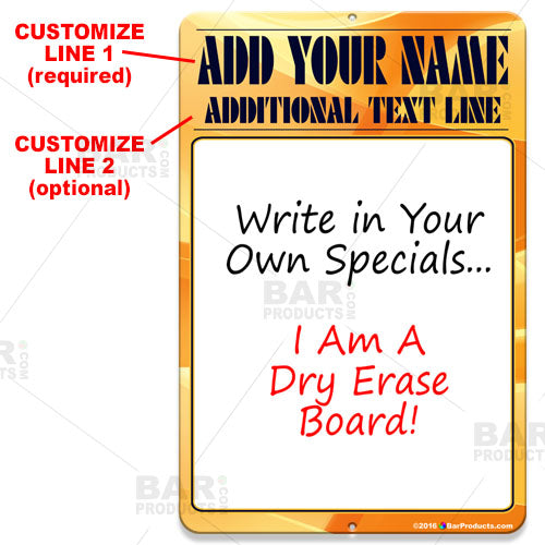 Dry Erase Specials Sign - ADD YOUR NAME - Yellow Abstract Template