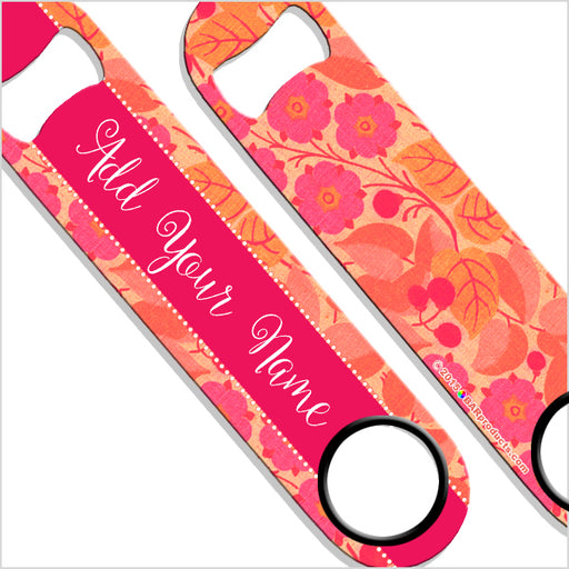 ADD YOUR NAME SPEED Bottle Opener – Pink Burlap Flowers
