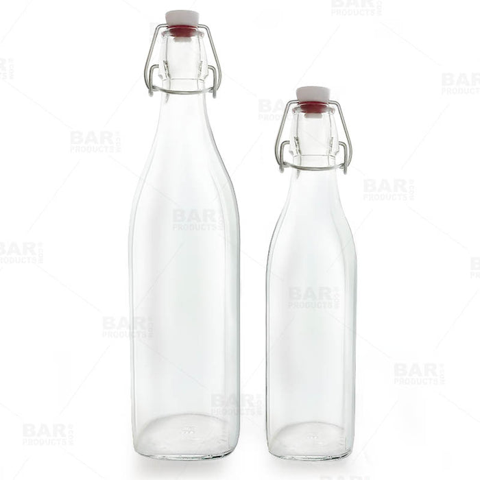 Square Glass Bottle w/ Swing Top - Available in 1 Liter or 17 ounce — Bar  Products