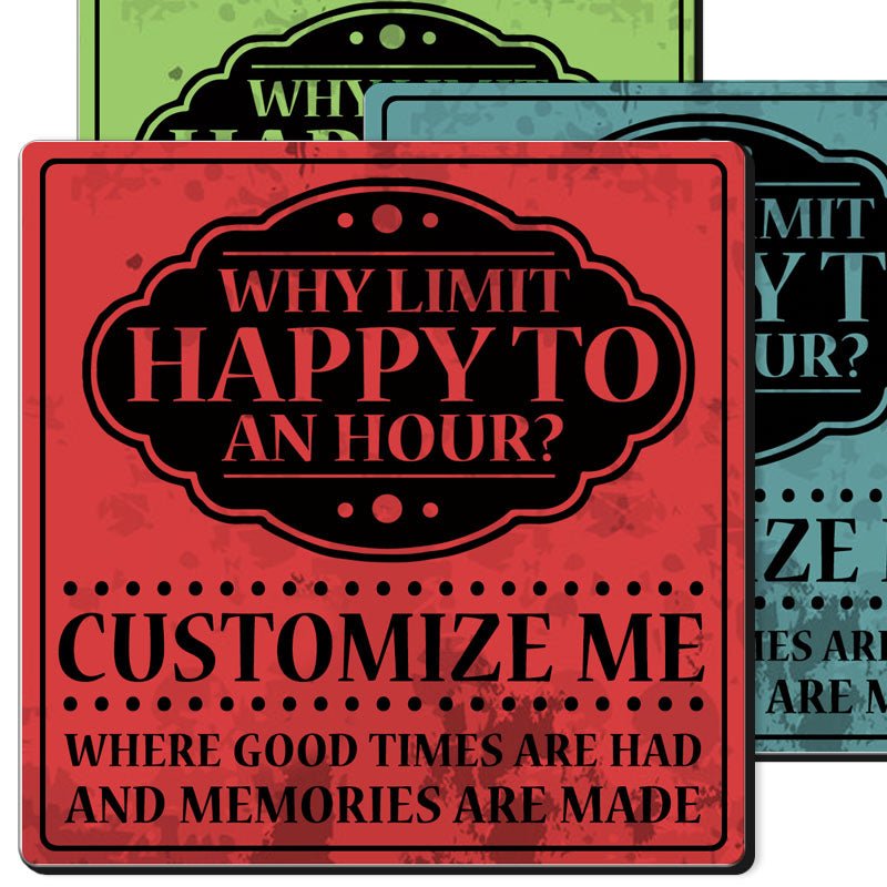 CUSTOMIZABLE Coaster 3.5in Square Foam Happy Hour Design — Bar Products