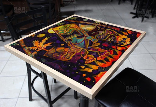 Tiki Fire Night Square Wooden Table Top - Two Sizes Available