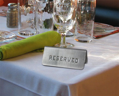 Tabletop Reserved Sign - Stamped