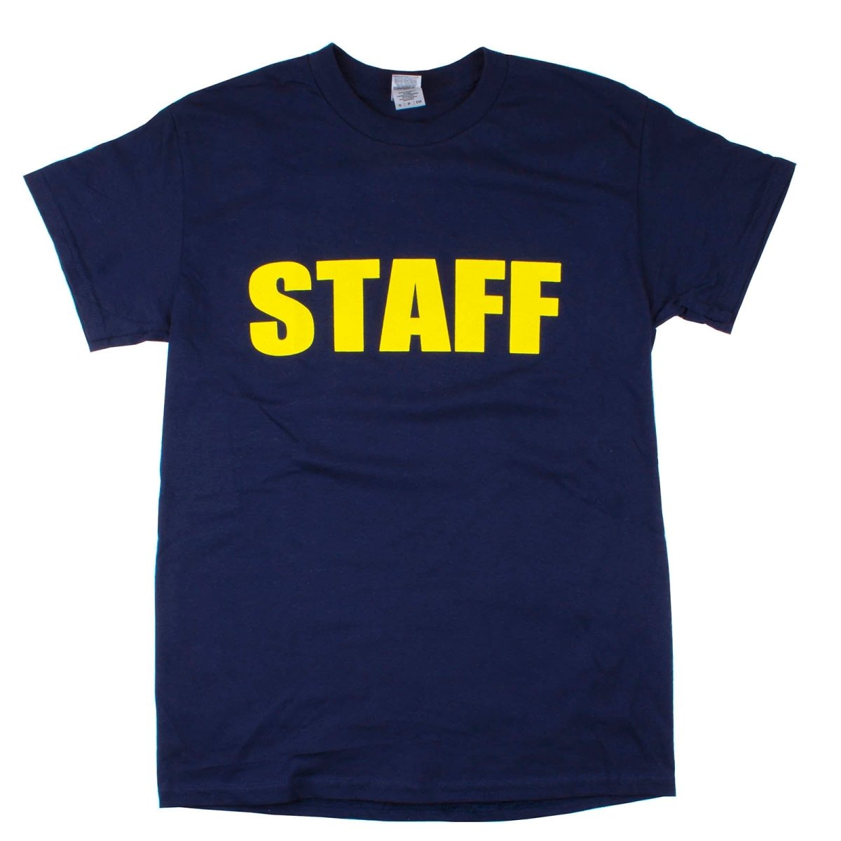 Staff T-Shirt - Printed on Front and Back - Navy Blue/Yellow - Bar