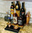 Counter Caddies™ - Walnut-Stained Straight Shelf - Liquor/Wine Bottle Display - 12" Length- alchohol spirits bartending tools supplies