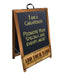 "ADD YOUR NAME" A-Frame Sidewalk Chalkboard Sign – Double Sided - Wood Finish Options - Design 1 - STAINED FRAME FINISH