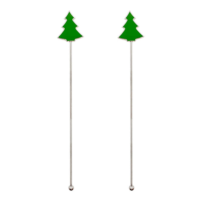 Christmas Tree Accent Glass Straw with Cleaning Brush - Drinking