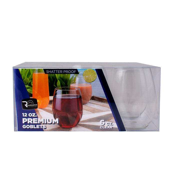 Stemless Clear Wine Goblet - 12 ounce - 6 count 