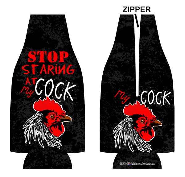 Zipper Style Bottle Cooler - Stop Staring At My Cock
