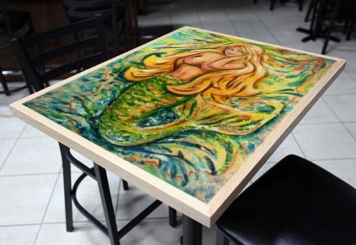 Sunburst Mermaid 24" x 30" Wooden Table Top - Two Types Available