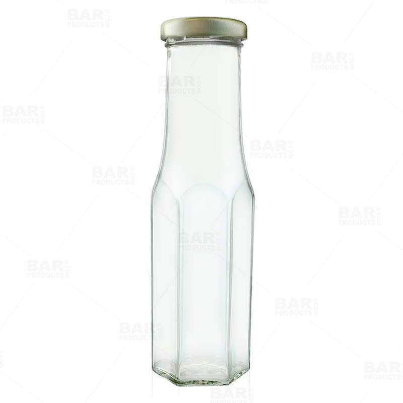 8 oz Clear Tall Glass Jar with Gold Lid