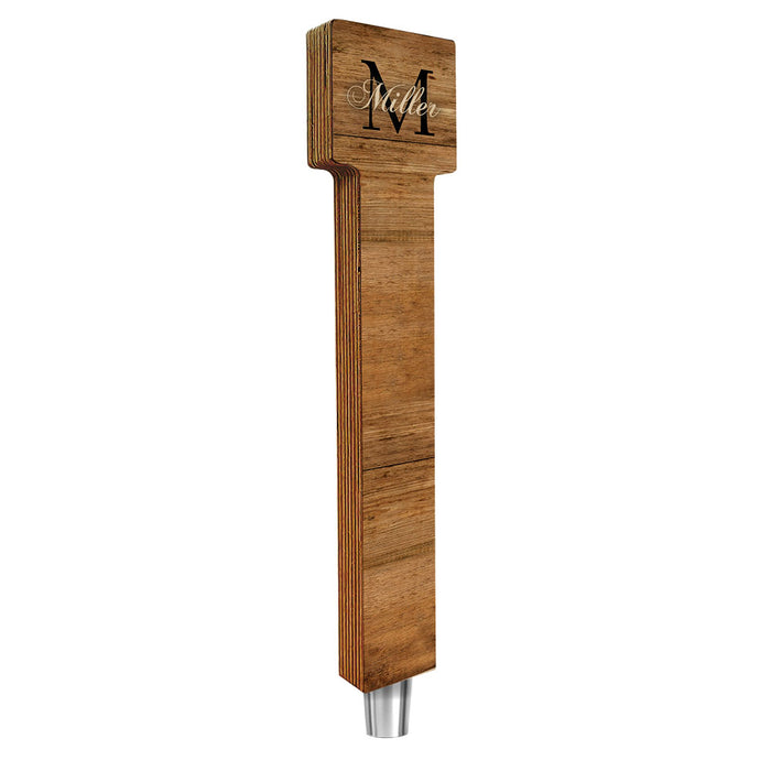 CUSTOMIZABLE Wooden Tap Handles - Monogram Design - Square Top 12"