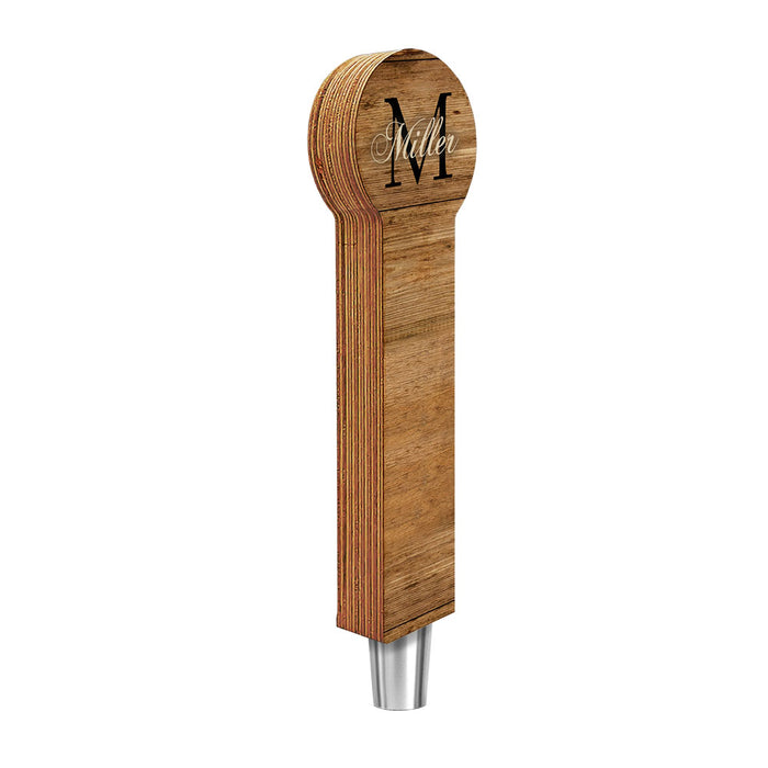 CUSTOMIZABLE Wooden Tap Handles - Monogram Design - Circle Top 8"