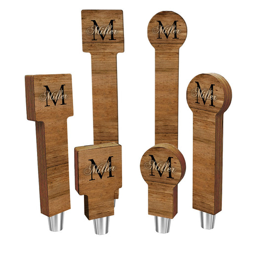 CUSTOMIZABLE Wooden Tap Handles - Monogram Design - 2 Styles in 3 Sizes