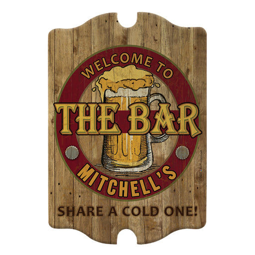 Custom Tavern Shaped Wooden Bar Sign - The Bar