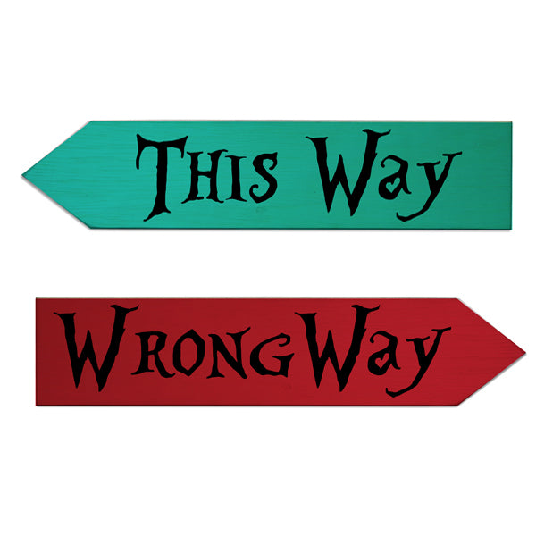 This Way - Wrong Way Wood Arrow Signs