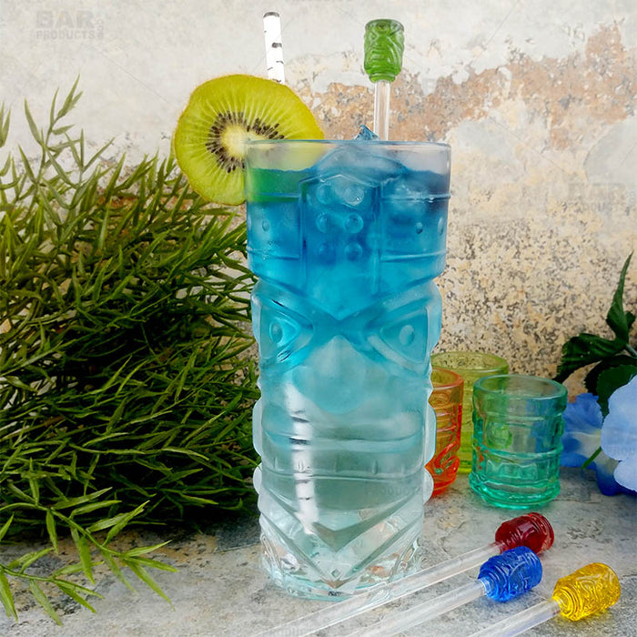  Tiki Glass Drink Stirrers - Set of 4