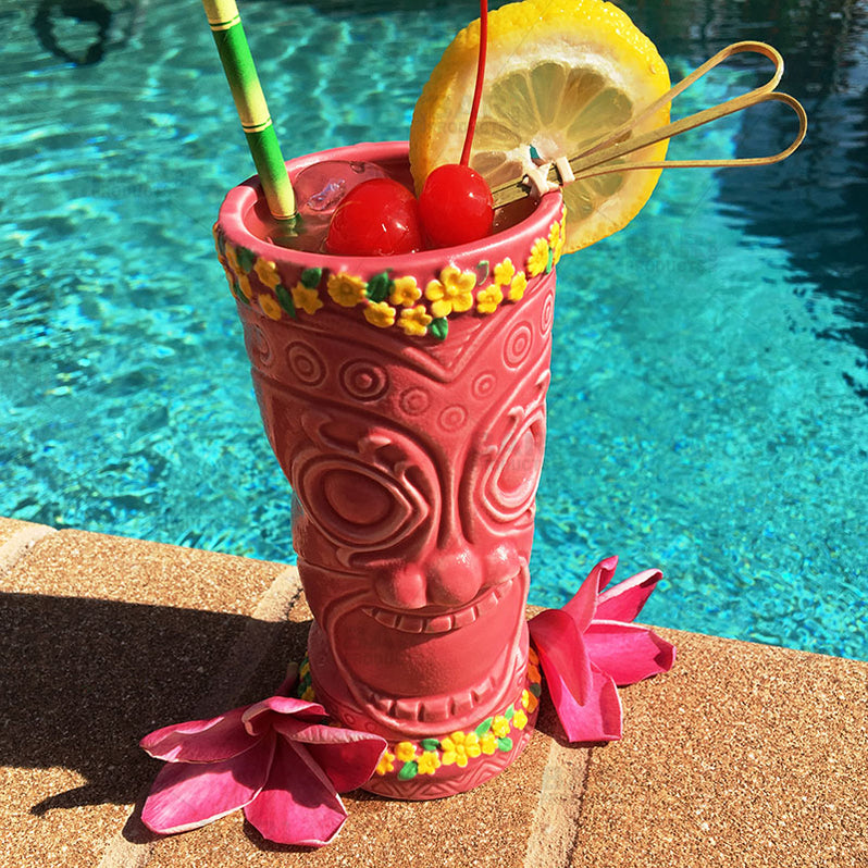 BarConic® Tiki Drinkware - Pink Flower Goddess - 12 ounce — Bar Products