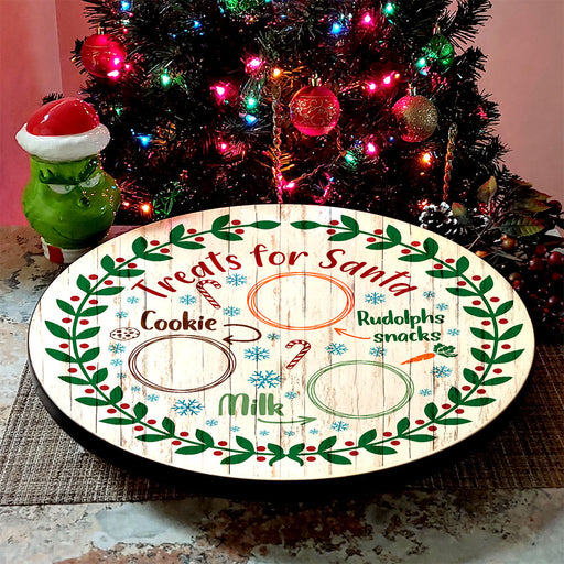 Treats for Santa Full Color Christmas Themed Lazy Susan - Size Options