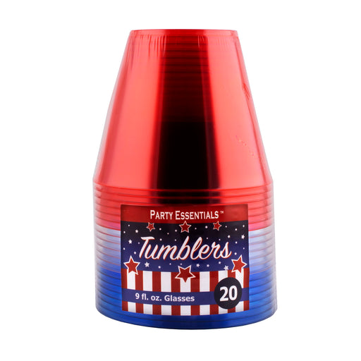 Red, Clear, and Blue Tumblers - 20ct. - 9 ounce