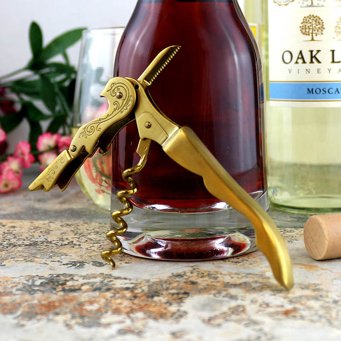 Corkscrew - Gold Plated Double Lever w/ Embellished Etching