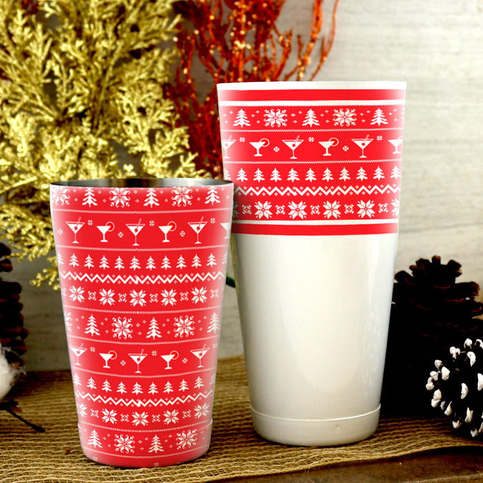 Ugly Sweater Shaker Set - 28 / 18 ounce - Red and White